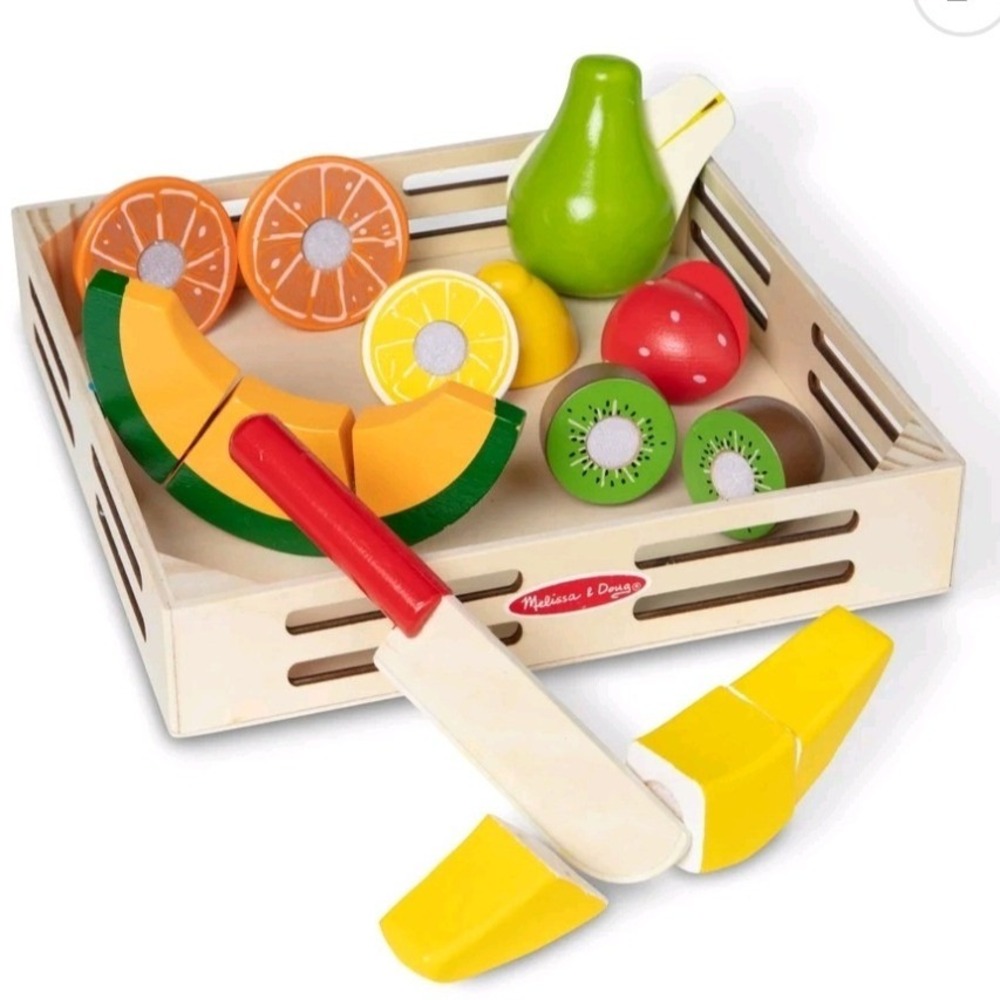 Melissa & Doug Wooden Cutting Fruit Set Kids Multicolor 10 Fruits Toy Toddler